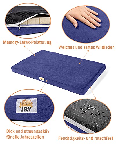 JRY Cama ortopédica para perros lavable, cojín para perros con memoria de látex, lila y azul, comfy cama transpirable para perros grandes, medianos y pequeños (89 x 56 x 6 cm)