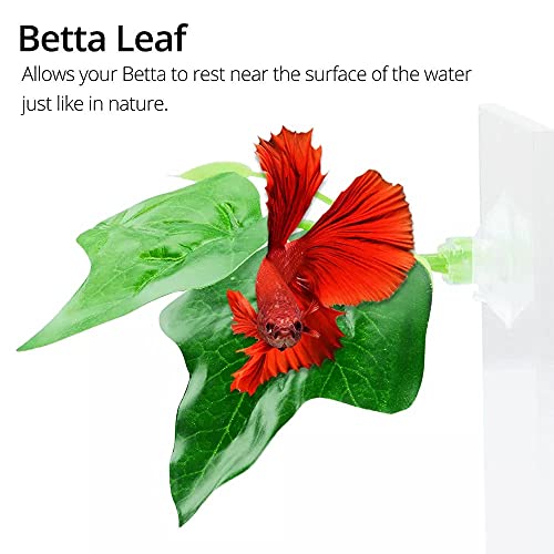 JTgugu Peces Planta Hoja Acuarios Decoración de Pecera Plantas Hoja de Betta con Ventosa Acuario Ornamental Artificial Hamaca Peces Cama de Hojas de Plástico para Hábitat Betta Resto Desove 6 Piezas