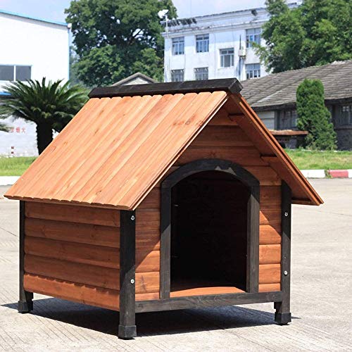 JTKDL Casa del animal doméstico del perro al aire libre a prueba de agua Tiempo de madera casa del animal mascota de la perrera de madera natural perro casero de la casa con el tejado Perfecto for pat