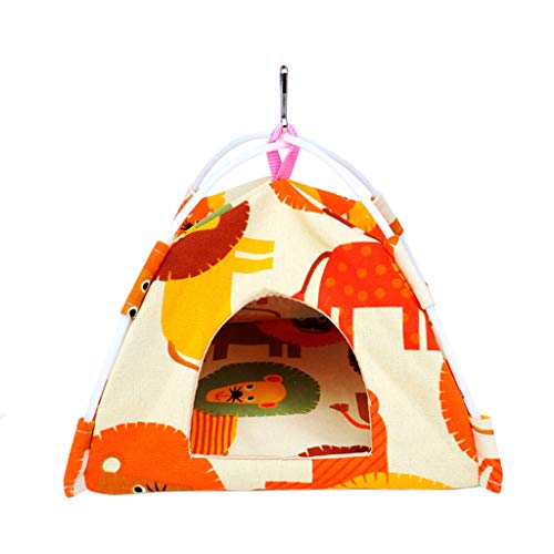 Judyd Bird Nest Hut Hamaca Casa Parrot Habitat Cueva Tienda Colgante Periquito Cama para Dormir, Lion Parrot Tent Canvas Nido para Mascotas pequeño, León