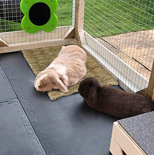 Juego 4 Grass Alfombrillas para conejo,hámster,cobaya,chinchilla y animales pequeños tejidos,ropa de cama y juguetes para masticar,Protege las patas de la jaula de alambre,ahorra alfombras,muebles