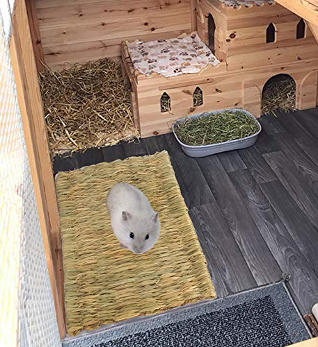 Juego 4 Grass Alfombrillas para conejo,hámster,cobaya,chinchilla y animales pequeños tejidos,ropa de cama y juguetes para masticar,Protege las patas de la jaula de alambre,ahorra alfombras,muebles