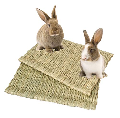 Juego 4 Grass Alfombrillas para conejo,hámster,cobaya,chinchilla y animales pequeños tejidos,ropa de cama y juguetes para masticar,Protege las patas de la jaula de alambre,ahorra alfombras,muebles