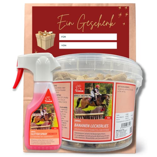 Juego de chucherías para Caballos + Spray de Purpurina para Caballos (Spray para la Cola) Rosa + Aroma para Caballos y Ponis I Contenido Caja de Limpieza I Accesorios de Cuidado de Caballos 2 pz