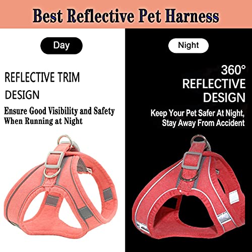 Juego de Correas para Arnés para Perros Arnés para Correa para el Pecho para Perros con Asa Arnés para Perros Reflectante Ajustable para Perros Pequeños y Gatos Medianos