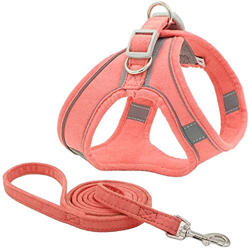 Juego de Correas para Arnés para Perros Arnés para Correa para el Pecho para Perros con Asa Arnés para Perros Reflectante Ajustable para Perros Pequeños y Gatos Medianos