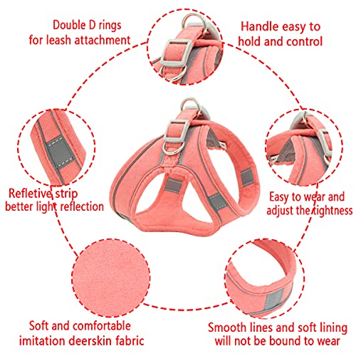 Juego de Correas para Arnés para Perros Arnés para Correa para el Pecho para Perros con Asa Arnés para Perros Reflectante Ajustable para Perros Pequeños y Gatos Medianos