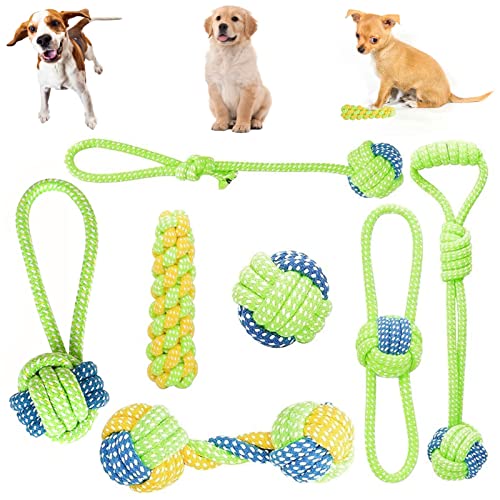 Juego de Juguetes para Perros Pequeños 7 Piezas Cuerda de Juguete para Masticar para Perros Cuerda Juguete para Perros Juguete de Cuerda de Algodón para Cachorros, Perros Medianos y Perros Grandes