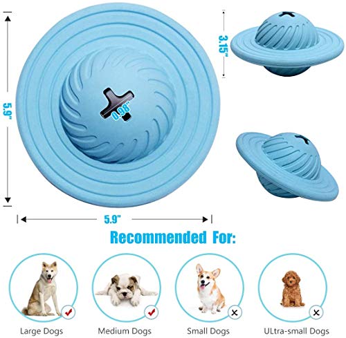 Juguete de bola de golosinas, IQ interactivo, dispensador de alimentos, juguetes de puzzle, ovni para perros, juguetes de goma natural para perros medianos y pequeños que persiguen masticar jugando.