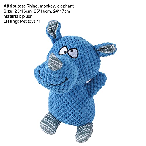 Juguete de peluche con forma de animal para dentición de perro, seguro, agradable al tacto, resistente a la mordedura de animales de peluche suave para entrenamiento Rhino