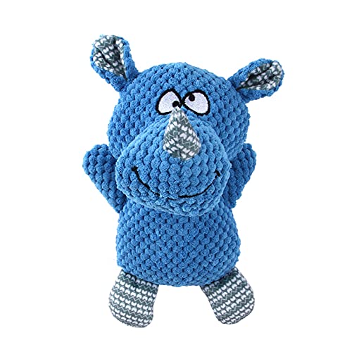 Juguete de peluche con forma de animal para dentición de perro, seguro, agradable al tacto, resistente a la mordedura de animales de peluche suave para entrenamiento Rhino