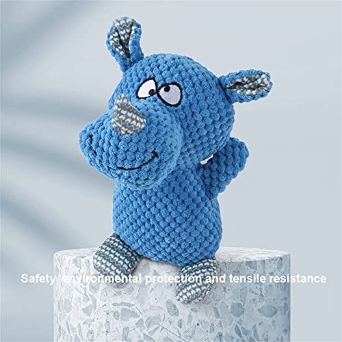 Juguete de peluche con forma de animal para dentición de perro, seguro, agradable al tacto, resistente a la mordedura de animales de peluche suave para entrenamiento Rhino