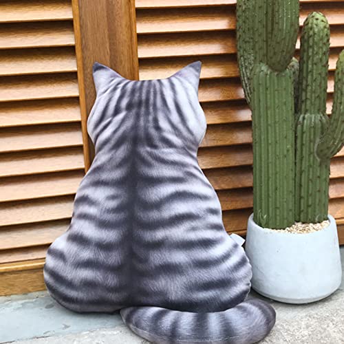 Juguete de peluche para gatos realista Juguete de peluche de gato Anti-desvanecimiento PP Algodón tridimensional Gatos Back Doll Pequeña almohada ligera para sofá de sala de estar - Blanco negro