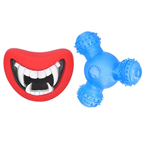 Juguete de protección del medio ambiente para mascotas, juguetes para cachorros, juguete divertido para dentición de cachorros TPR para juguetes para mascotas (azul + rojo labio demonio)