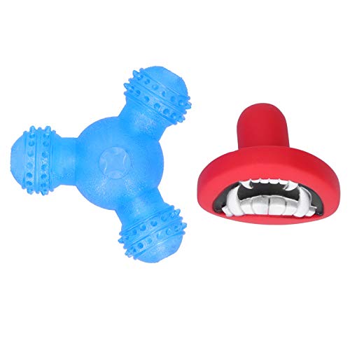 Juguete de protección del medio ambiente para mascotas, juguetes para cachorros, juguete divertido para dentición de cachorros TPR para juguetes para mascotas (azul + rojo labio demonio)