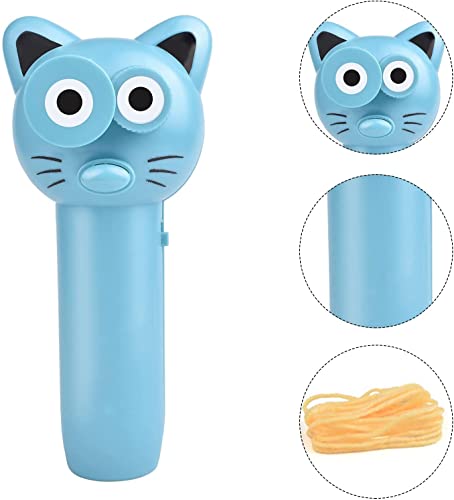 Juguete interactivo para gatos con cuerda, 1 juego de hélices de lanzador de cuerda, juguete antiestrés, lanzador de cuerda manual, helicóptero de juguete interactivo para gatos, con 2 cuerdas