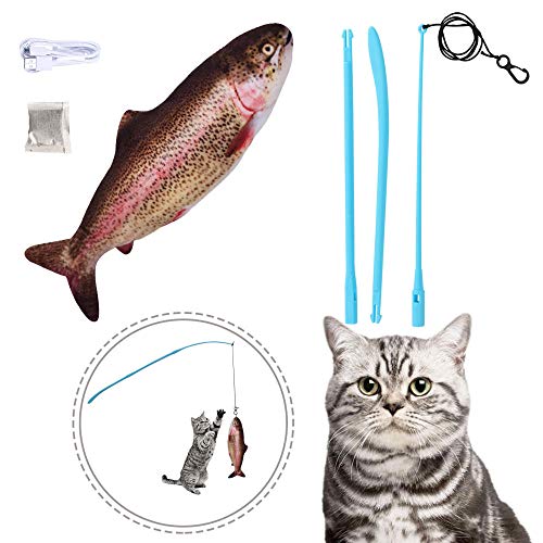 Juguete para Gatos, Pez, Carga Eléctrica USB, Simulación, Saltar Y Moverse, Pez, Gato, Juguete, Pequeño, Atún, Gato, Juguete Interactivo-Rainbow_Trout Fácil De Limpiar