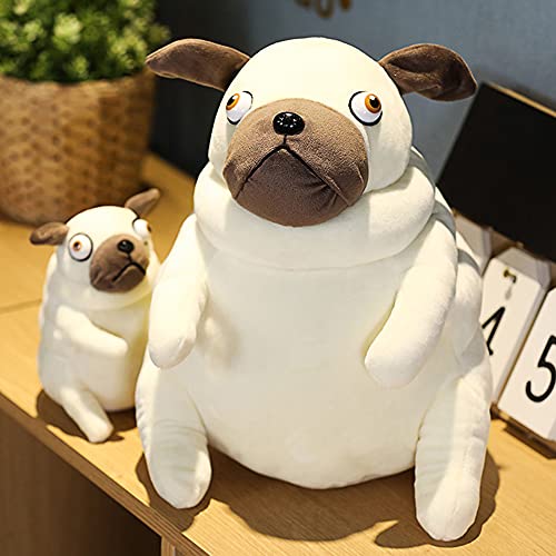 Juguete para Perro de Peluche Pug de 15/30 cm, Almohada para el Cuerpo, Juguete para Perro de Peluche, Bonito Juguete para Perro Blanco Suave y Esponjoso, Regalo para decoración del hogar