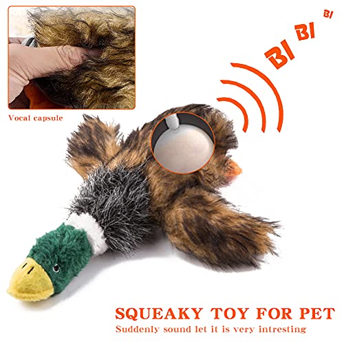 Juguete para Perros, Peluche de Pato chirriante, Juguete Interactivo masticable para el Cuidado Dental con Sonido (Forma de Pato Real)