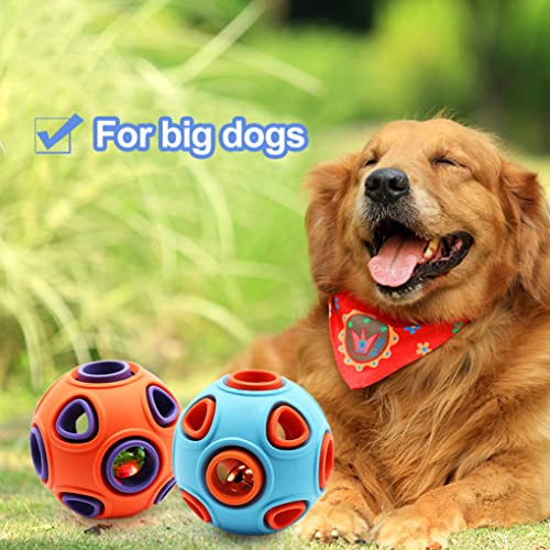 Juguete Perro Masticar Masticar Juguete Bolas De Perro Interactivo Divertido Goma con Anillo Campana para Perros De Perrito Bolas De Juguete De Mascotas Naranja