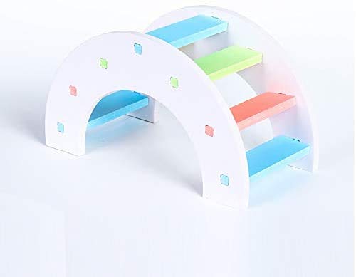 Juguetes para hámster, DIY Puente de madera arco iris con balancín de PVC Juego de juguetes de ejercicio ideal para hámster nido ratón micrófono erizo lagarto animales pequeños