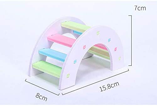 Juguetes para hámster, DIY Puente de madera arco iris con balancín de PVC Juego de juguetes de ejercicio ideal para hámster nido ratón micrófono erizo lagarto animales pequeños