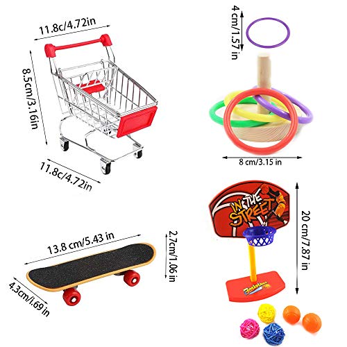 Juguetes para Pajaros Periquitos, Juego de Juguetes para Loros, Mini Carro de la Compra monopatín Anillo de Entrenamiento, Juguetes Interactivos para Pajaros, Loros, Guacamayos, Periquitos, Cacatúas