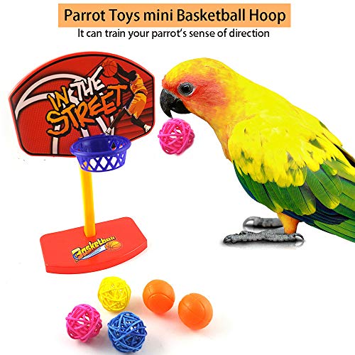 Juguetes para Pajaros Periquitos, Juego de Juguetes para Loros, Mini Carro de la Compra monopatín Anillo de Entrenamiento, Juguetes Interactivos para Pajaros, Loros, Guacamayos, Periquitos, Cacatúas