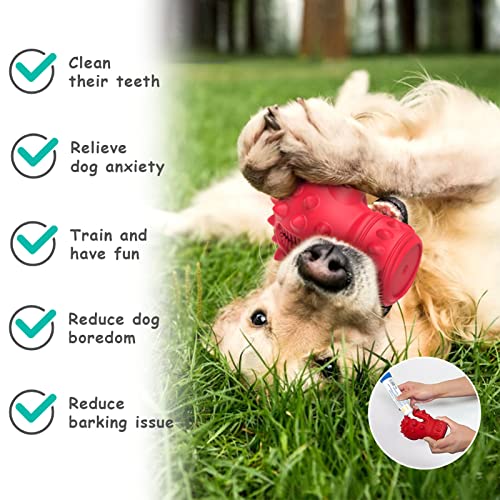 Juguetes para Perros Grandes Resistentes, Goma Juguetes Morder para Perros con Sonido, Duraderos Juguetes Interactivos Cepillo de Dientes para Perros Grandes, Medianos (Rojo)