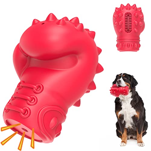 Juguetes para Perros Grandes Resistentes, Goma Juguetes Morder para Perros con Sonido, Duraderos Juguetes Interactivos Cepillo de Dientes para Perros Grandes, Medianos (Rojo)