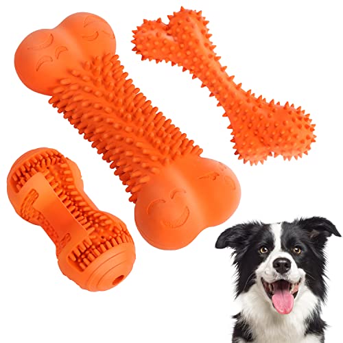 Juguetes para Perros - Juego de 3 Piezas Hueso de Juguete Masticable para Perros,Duros Juguetes morder para Perros,Juguete Perro Resistente para Perro Mediano Dientes limpios,Sabor a Leche