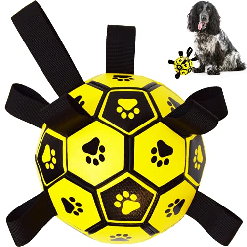 Juguetes para Perros: Juguetes interactivos de fútbol para Perros con lengüetas de Agarre, Pelotas duraderas para Perros de Razas pequeñas y Medianas Juguete acuático para Interiores y Exteriores