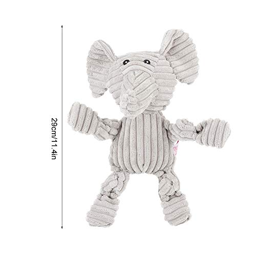 Juguetes para Perros, Juguetes interactivos para Masticar Perros de Peluche Suave, compañero de Perro, Varios Animales, Juguete de Entrenamiento para Cachorros (Perro, Mono, Elefante y Toro)(Gris)