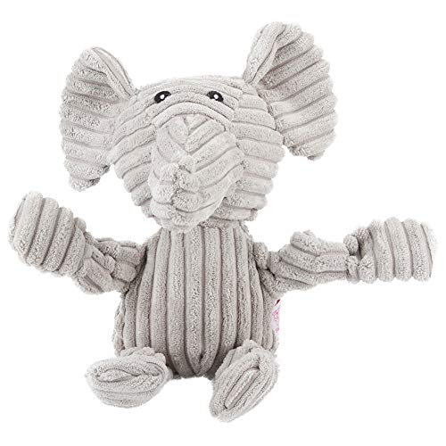 Juguetes para Perros, Juguetes interactivos para Masticar Perros de Peluche Suave, compañero de Perro, Varios Animales, Juguete de Entrenamiento para Cachorros (Perro, Mono, Elefante y Toro)(Gris)