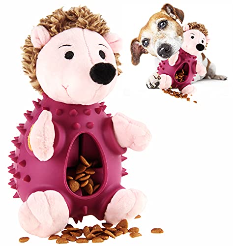 Juguetes para Perros Resistentes con Sonido Peluche Perro Adiestramiento Perros Accesorios Juguetes de Goma Esconder Comida (Erizo Morado)