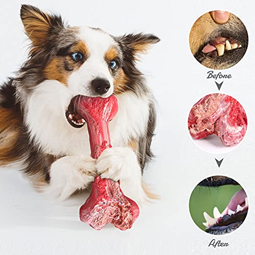 Juguetes Perro para Masticadores Agresivos de Razas Grandes, Juguetes morder para Perros, Masticar Hueso con Goma, Sabor de Carne, interactivos para Cachorro de Perros pequeños medianos y Grandes