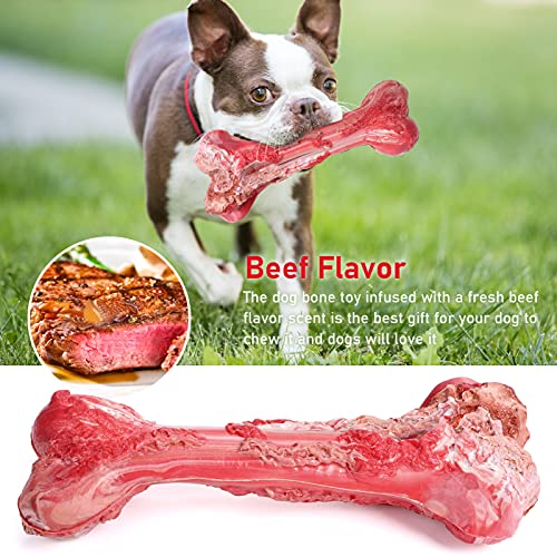 Juguetes Perro para Masticadores Agresivos de Razas Grandes, Juguetes morder para Perros, Masticar Hueso con Goma, Sabor de Carne, interactivos para Cachorro de Perros pequeños medianos y Grandes