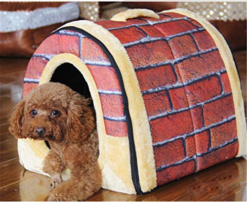 Julymall Casa para mascotas y sofá 2 en 1, muy cálido, acolchado con aislamiento térmico, casa de cueva, para perro, gato, gatito, rojo, rojo