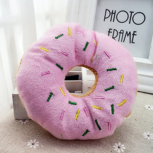 JUNGEN Juguetes de Peluche con Sonidos para Perro Juguete Mordedor en Forma de Donut Juguete Mordedor Felpa para Mascotas Marrón