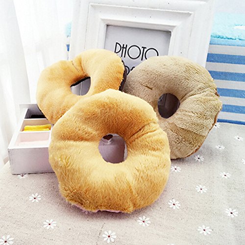 JUNGEN Juguetes de Peluche con Sonidos para Perro Juguete Mordedor en Forma de Donut Juguete Mordedor Felpa para Mascotas Marrón