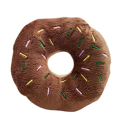 JUNGEN Juguetes de Peluche con Sonidos para Perro Juguete Mordedor en Forma de Donut Juguete Mordedor Felpa para Mascotas Marrón