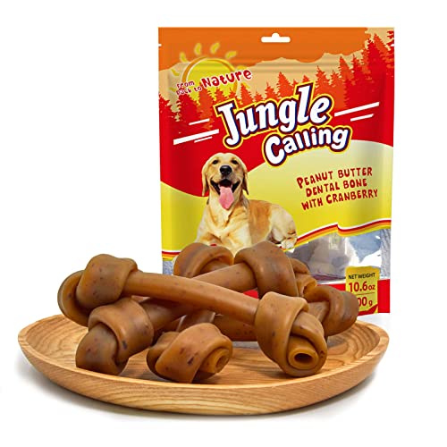 Jungle Calling Comida Perros, Golosinas para Perros Comida Seca para Perros Sticks Dentales Perro Deseño del Nudo Sabor a arándano 300g