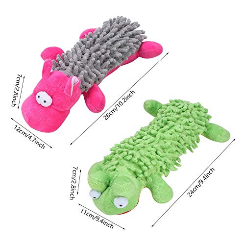 JUnYuKj 2 Piezas de Juguetes con Forma de Rana e hipopótamo, Juguetes de Peluche para Perros, Juguetes para Masticar, Juguetes interactivos adecuados para Mascotas