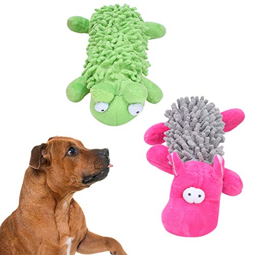 JUnYuKj 2 Piezas de Juguetes con Forma de Rana e hipopótamo, Juguetes de Peluche para Perros, Juguetes para Masticar, Juguetes interactivos adecuados para Mascotas