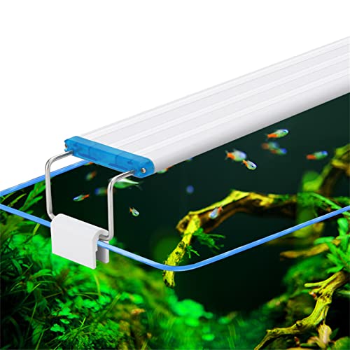 Kabxhueo Luz Delgada LED Acuario Plantado con Luz Azul, Blanco y Rojo, Lámpara LED con Soporte Ajustable para Peceras Resistente al Agua Luz Iluminación LED para Acuarios Plantados,12w