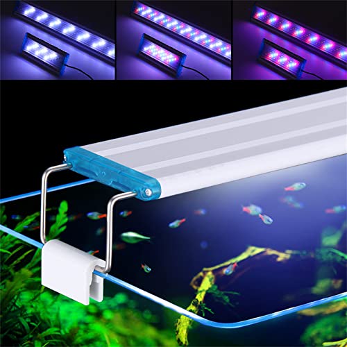 Kabxhueo Luz Delgada LED Acuario Plantado con Luz Azul, Blanco y Rojo, Lámpara LED con Soporte Ajustable para Peceras Resistente al Agua Luz Iluminación LED para Acuarios Plantados,12w