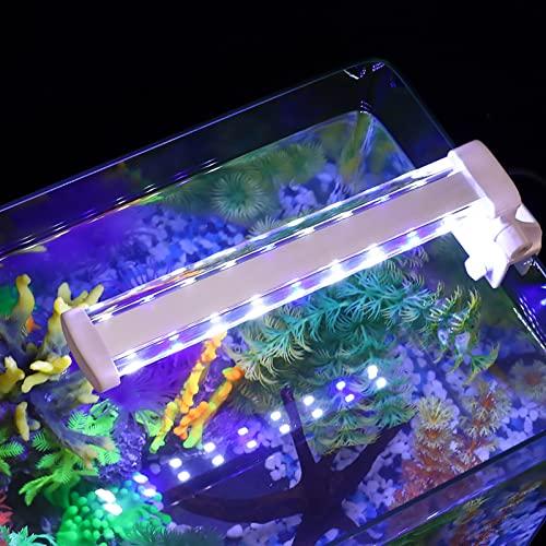 Kabxhueo Luz LED Acuario de Pinza luz con Clip para pecera LED Acuario de Pinza con Luz Azul y Blanco Luz LED Acuario Plantado Iluminación LED para Acuarios Plantados,22cm（8W）