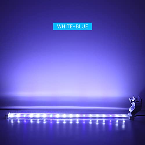 Kabxhueo Luz LED Acuario de Pinza luz con Clip para pecera LED Acuario de Pinza con Luz Azul y Blanco Luz LED Acuario Plantado Iluminación LED para Acuarios Plantados,22cm（8W）