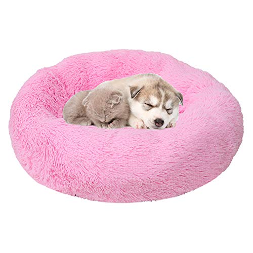 KAIKUN Cama Perro Grande Cama para Gatos De Lujo Cama del Perro Camas para Gatos Cueva de Gato Esponjoso Gato Cama Caliente Cama del Perro Bright Pink,40cm/15.75in