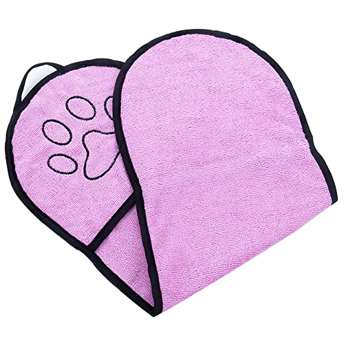 KALIONE Toalla para perro, súper absorbentes, toalla de secado de microfibra para mascotas con bolsillos para manos, secado rápido y lavable a máquina, 63 x 23 cm